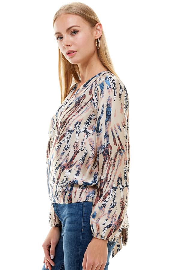 Classic and Romantic Taupe Long Sleeve Multi Color Animal Printed