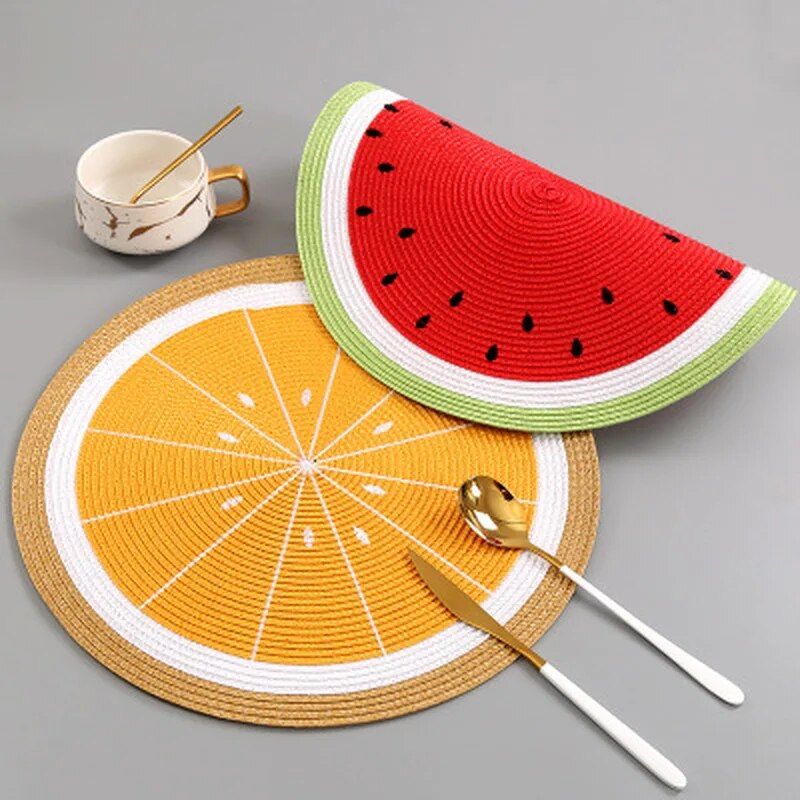 Charming Watermelon Lemon Round Placemats - Eco-Friendly Table Mats for Home Decor