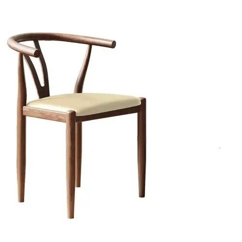 Luxurious Nordic-Style Leather Dining Chair with Armrests