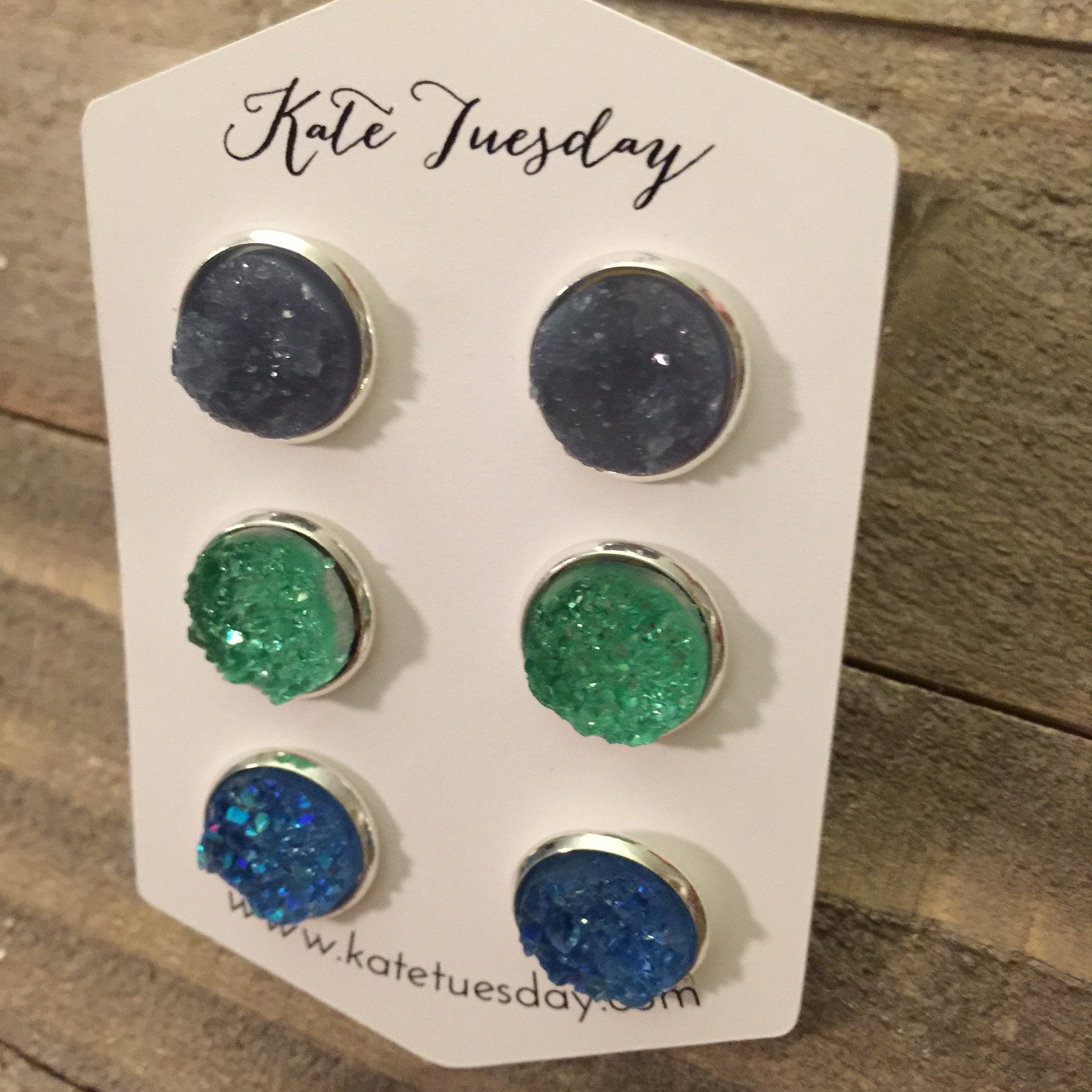 Genevieve Set of 12mm Druzy Earrings