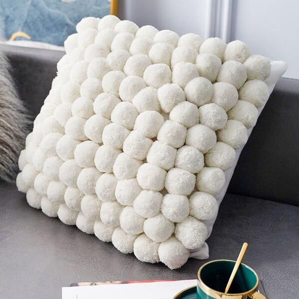 Handmade Nordic Plush Yarn Ball Pillowcase