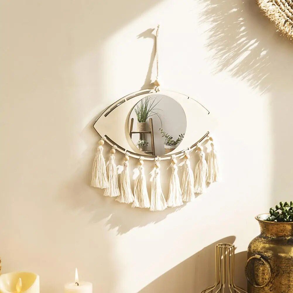 Bohemian Acrylic Mirror with Cotton Tassels