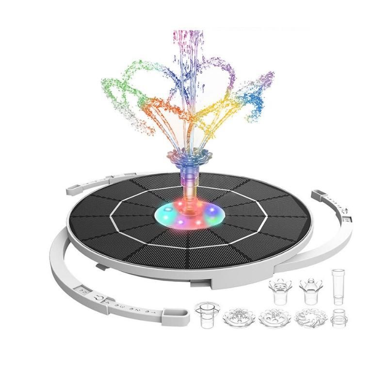 Solar LED Fountain with Colorful Lights and Enhanced Battery