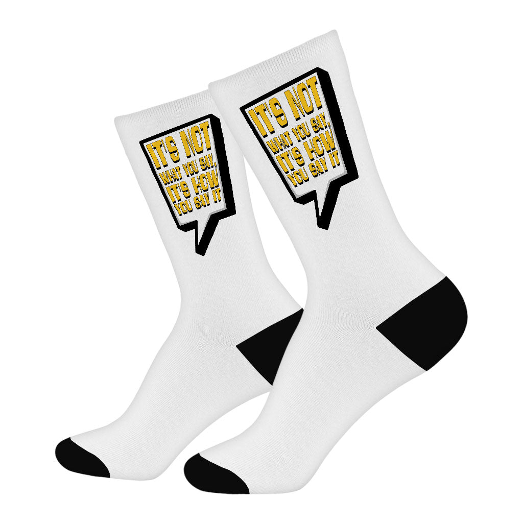 Quote Printed Socks - Best Print Novelty Socks - Themed Crew Socks