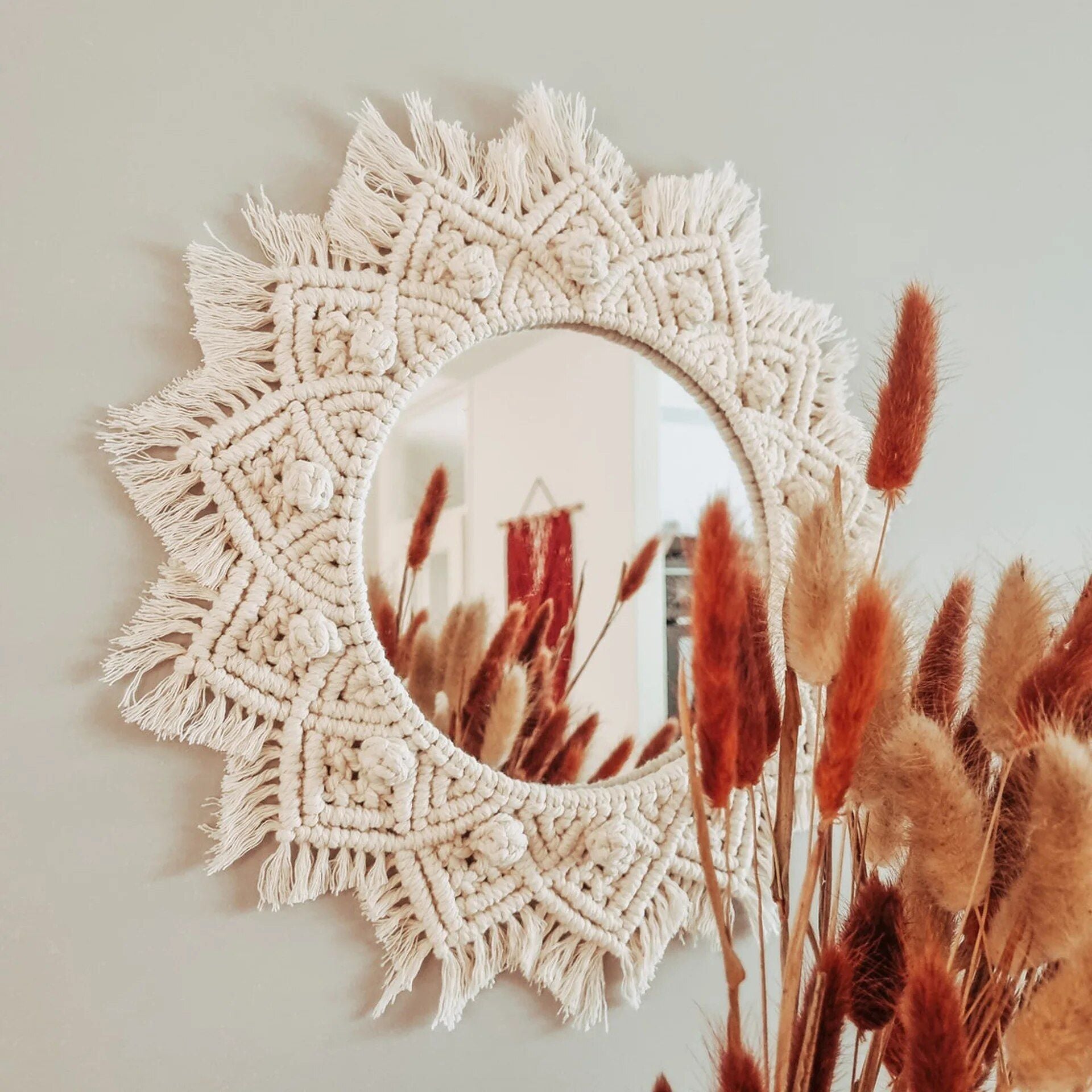 Bohemian Chic Round Macrame Wall Mirror