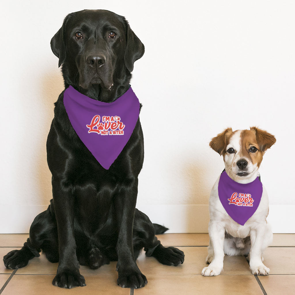 I'm a Lover Not a Biter Pet Bandana Collar - Funny Scarf Collar - Phrase Dog Bandana