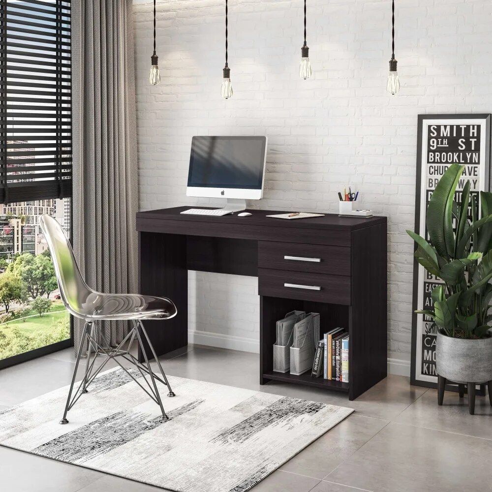 Modern Espresso Computer Desk for Small Spaces