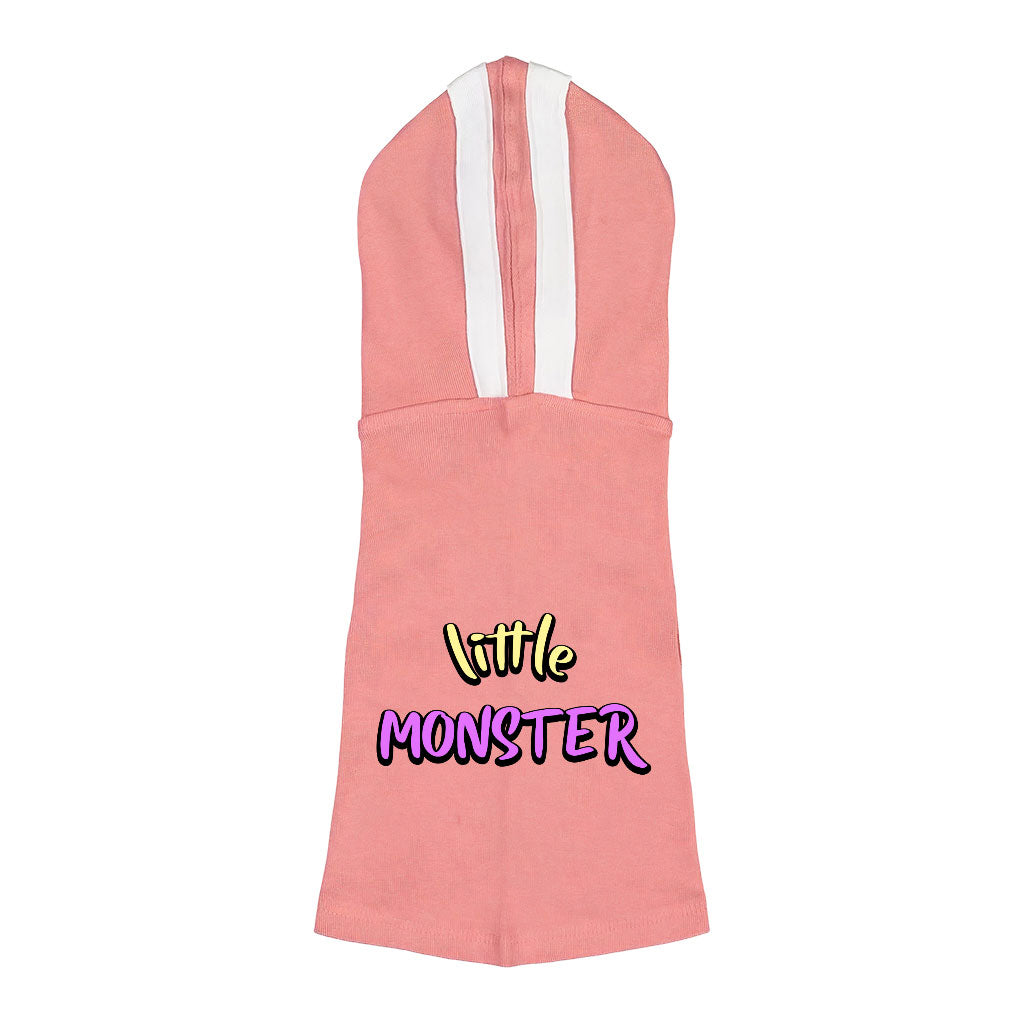 Little Monster Dog Shirt with Hoodie - Unique Dog Hoodie - Word Print Dog Clothing