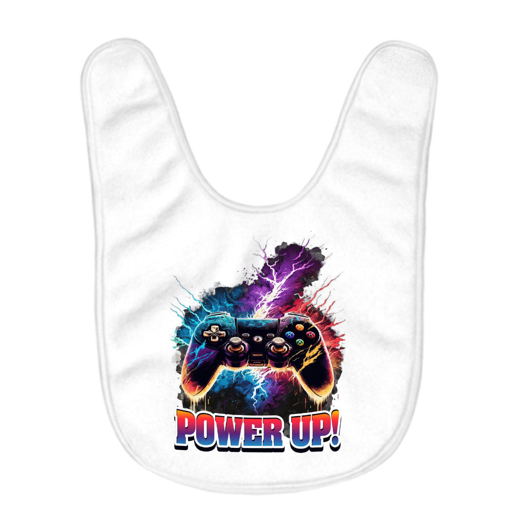 Power Up Baby Bibs - Gamer Baby Feeding Bibs - Gamepad Bibs for Eating