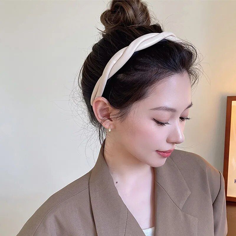 Elegant PU Leather Braided Headband