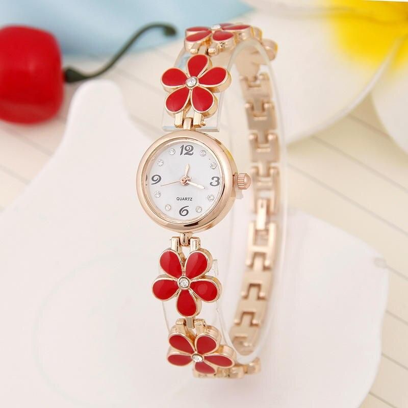 Elegant Rhinestone Flower Bracelet Watch