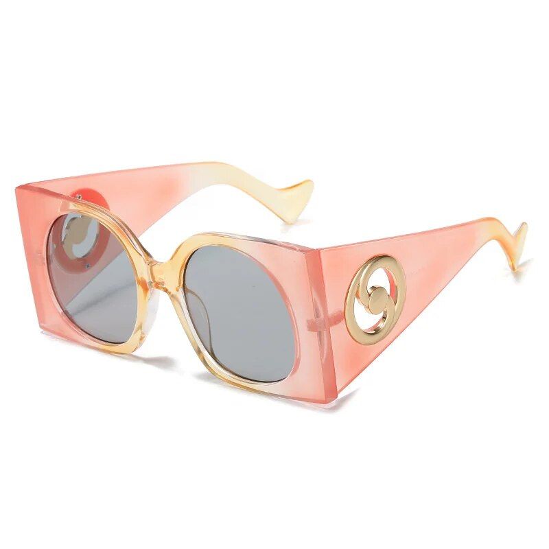 Chic Oversized Square Cat Eye Sunglasses - Women's Pink Gradient UV400 Shades