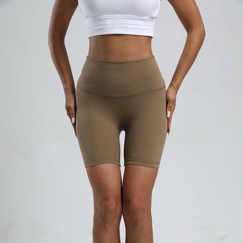 High-Waist Solid Yoga Shorts for Women