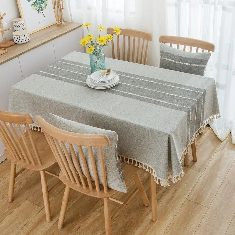 Elegant Tassel-Stitched Polyester Tablecloth