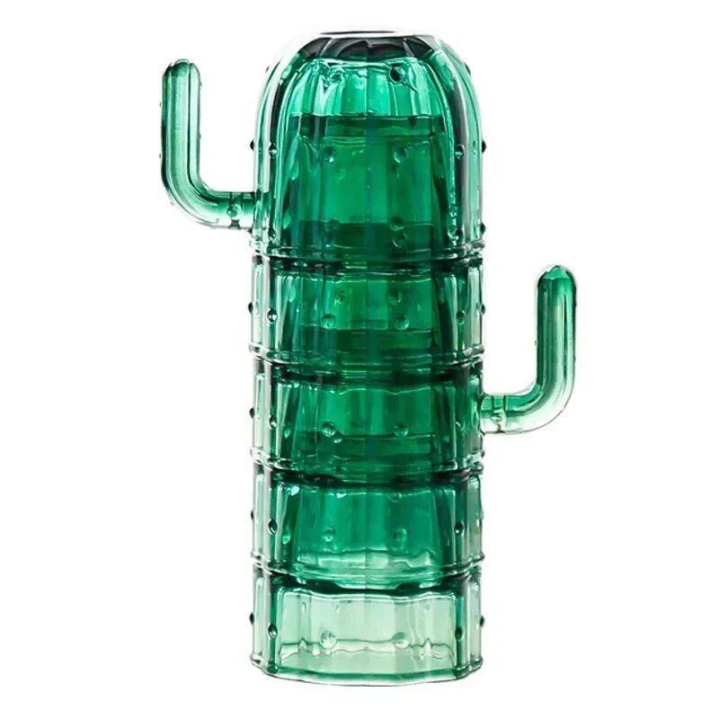 Cactus-Themed Stackable Glass Mug Set for Coffee, Tea & More