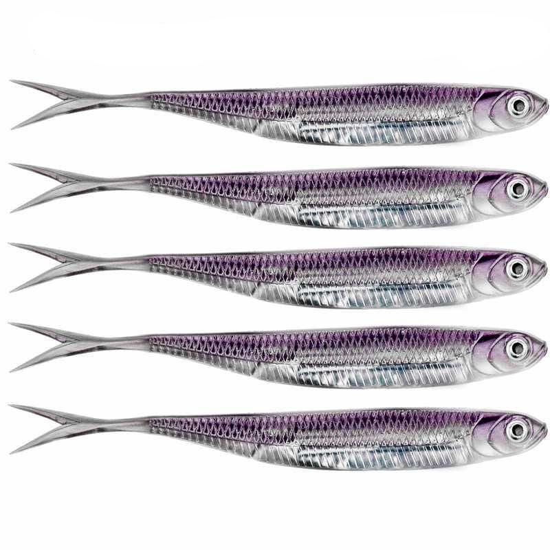 5-Pack Multicolor Soft Swimbait Lures, 100mm