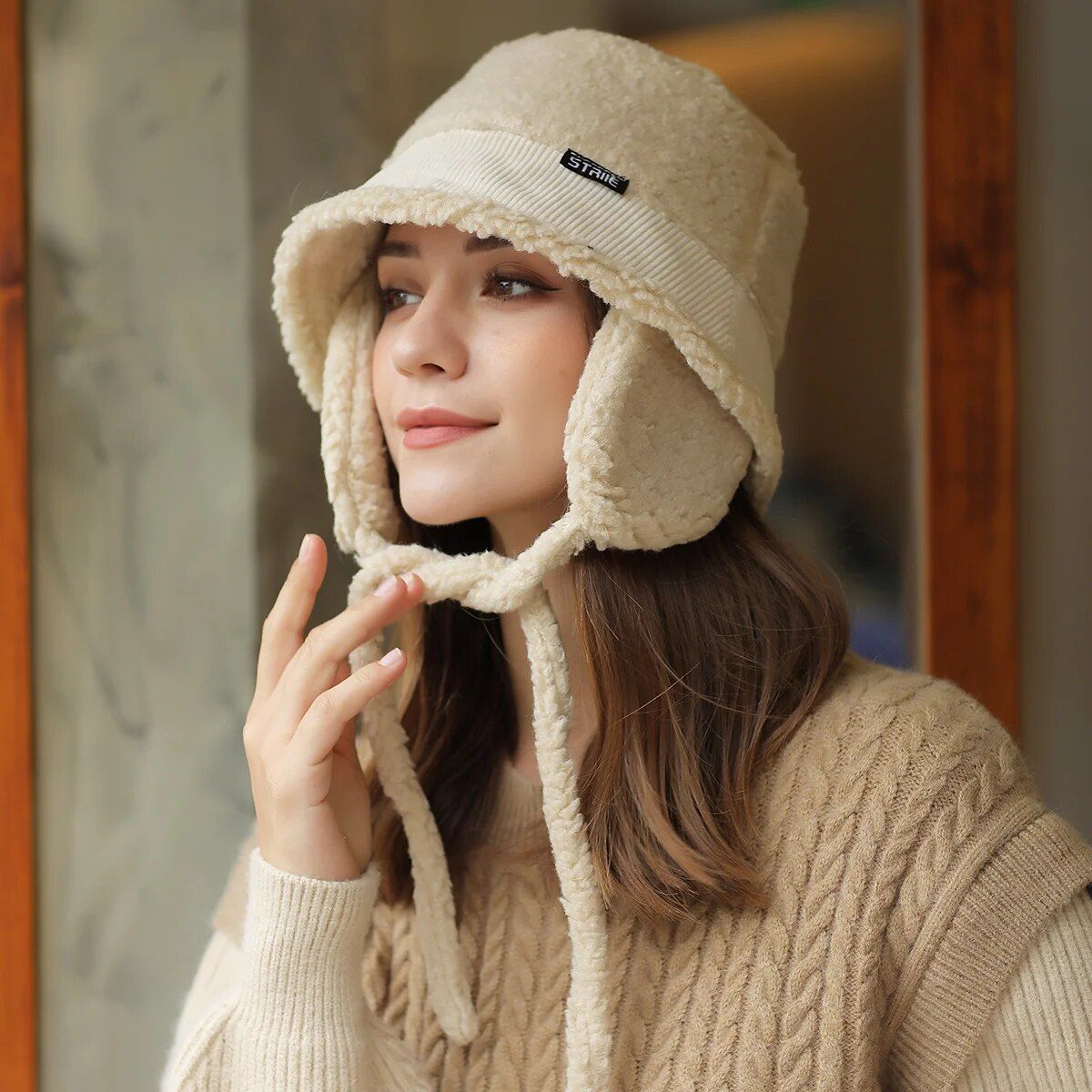 Chic Imitation Lamb Wool Ear Basin Hat