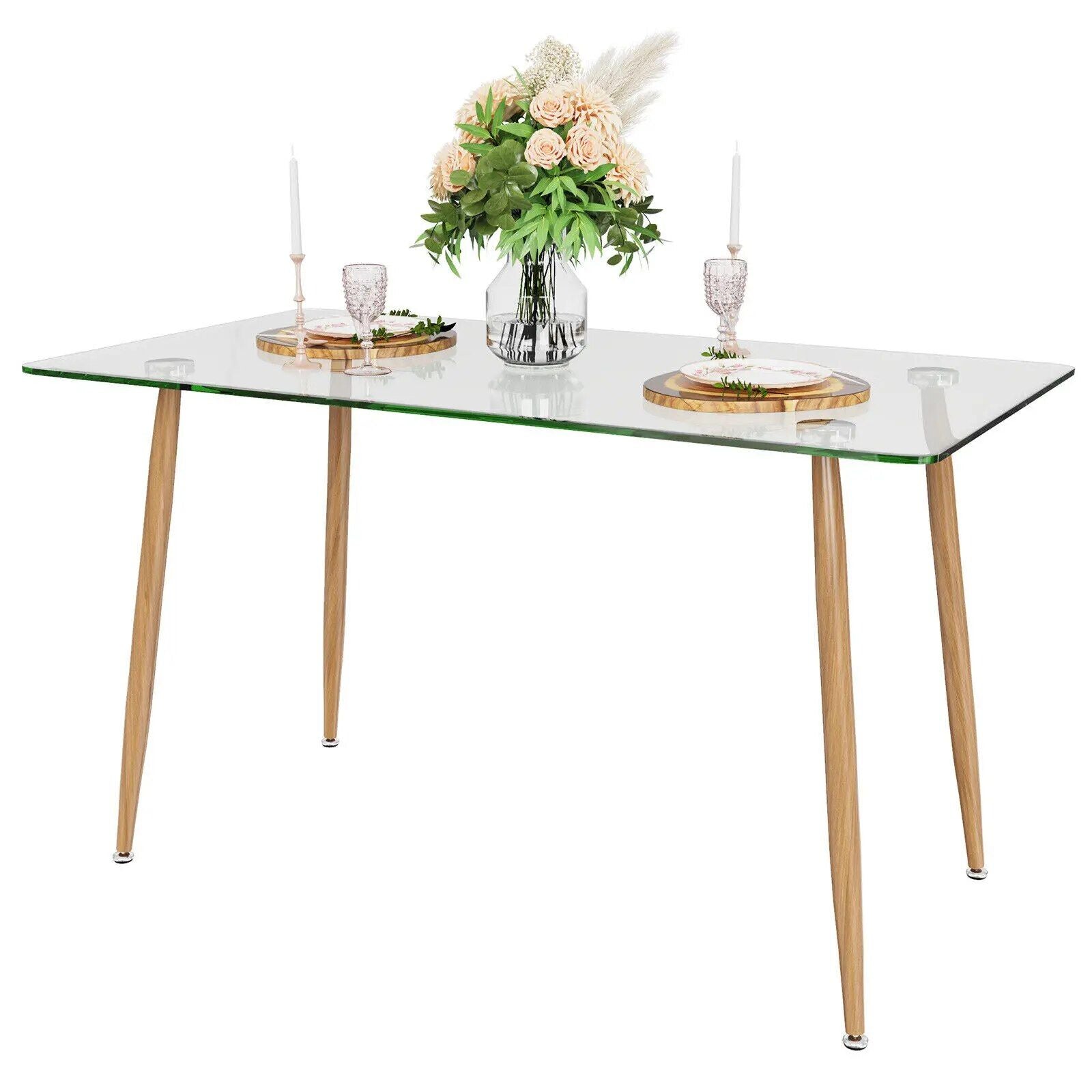 Modern Elegance Glass Dining Table with Metal Legs