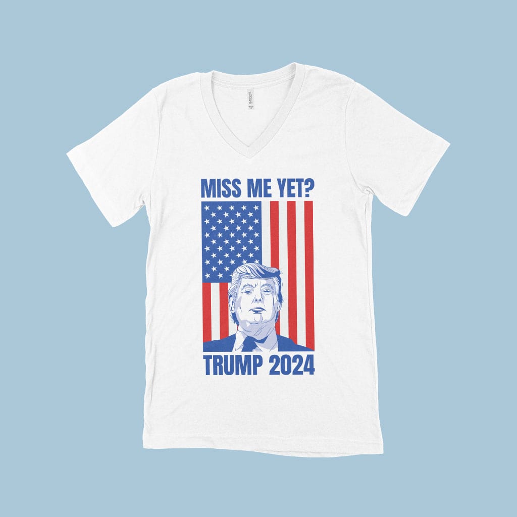 V-Neck Donald J Trump T-Shirt - Trump Flag T-Shirt