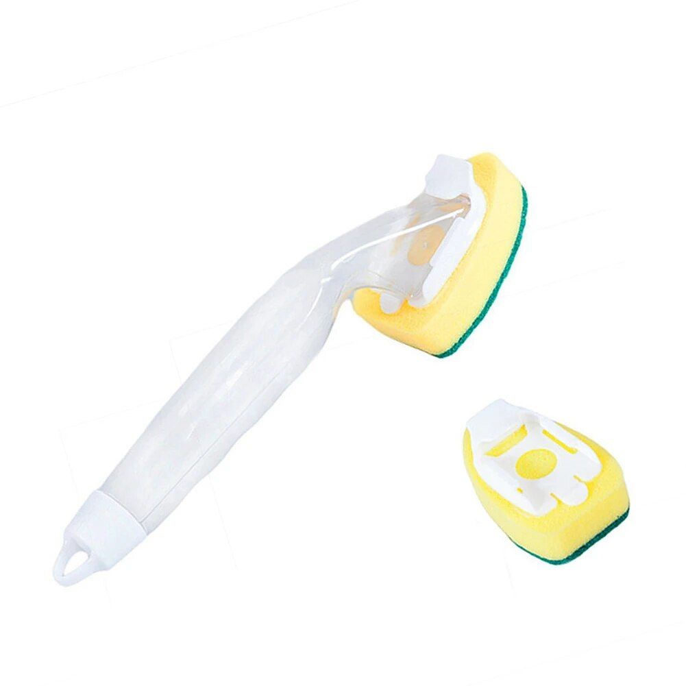 Multi-Purpose Soap Dispensing Dish Brush Set with Replaceable Sponge Heads