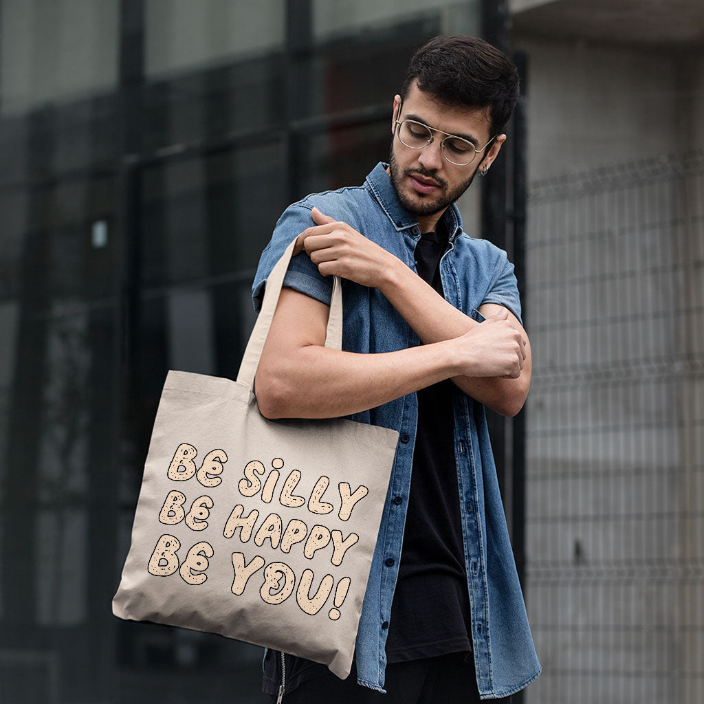 Be Happy Small Tote Bag - Be You Shopping Bag - Cool Trendy Tote Bag