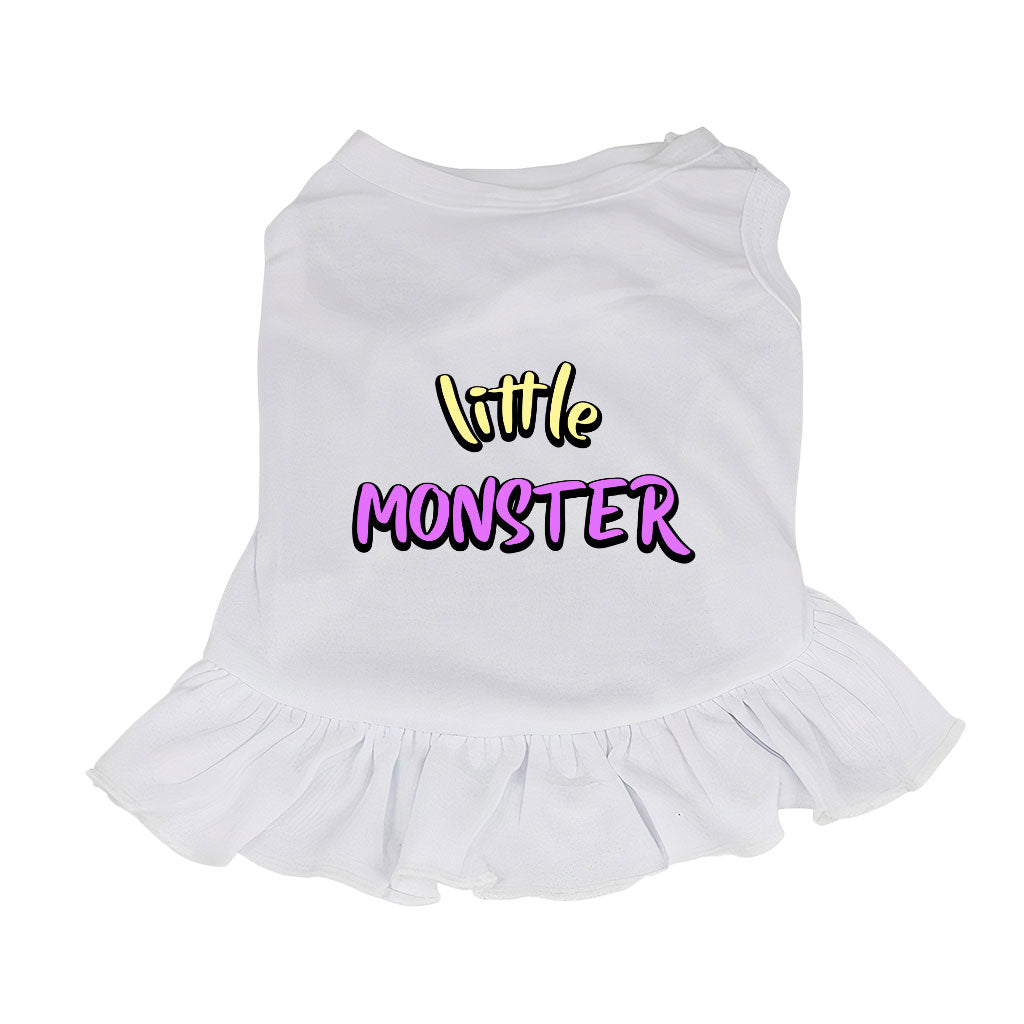 Little Monster Dog Sundress - Unique Dog Dress Shirt - Word Print Dog Clothing