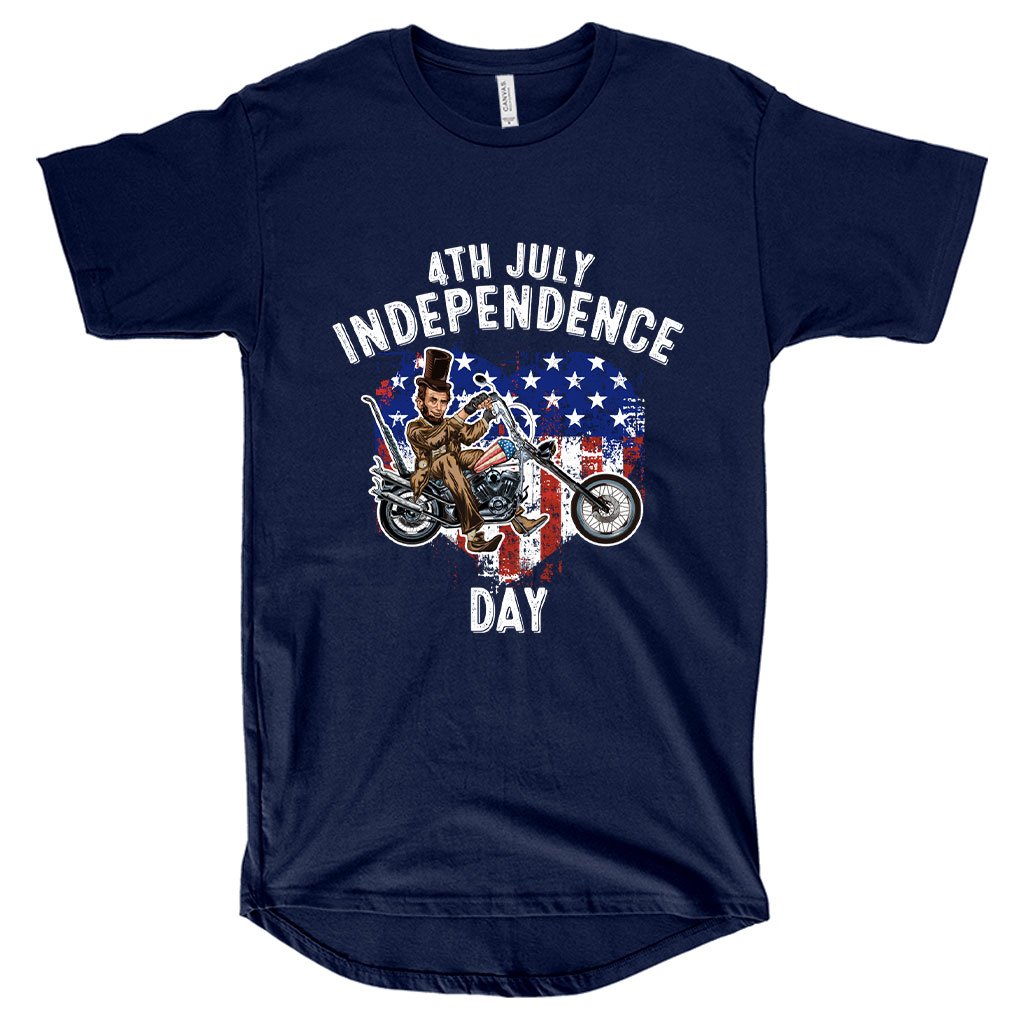 Men's Long Body Independence Day T-Shirt - Patriotic T-Shirts - Independence Day T-Shirt for Men