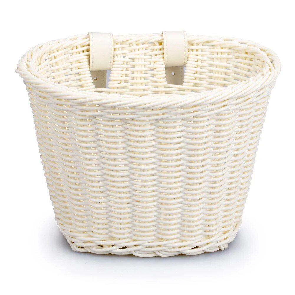 Handwoven PE Rattan Bicycle Basket