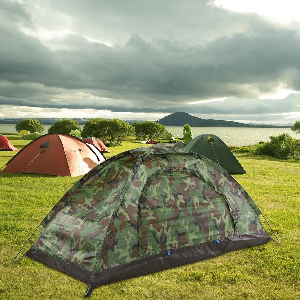 Waterproof Camouflage Single-Person Camping Tent for Outdoor Adventures