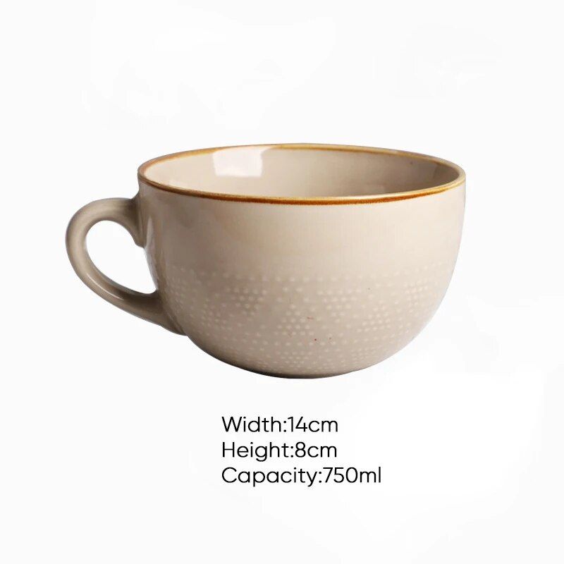 750ml High-Capacity Ceramic Coffee Mug - Multipurpose Porcelain Office and Breakfast Cup