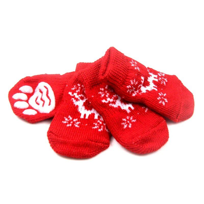 Premium Anti-Slip Knitted Dog Socks for Winter Warmth & Furniture Protection