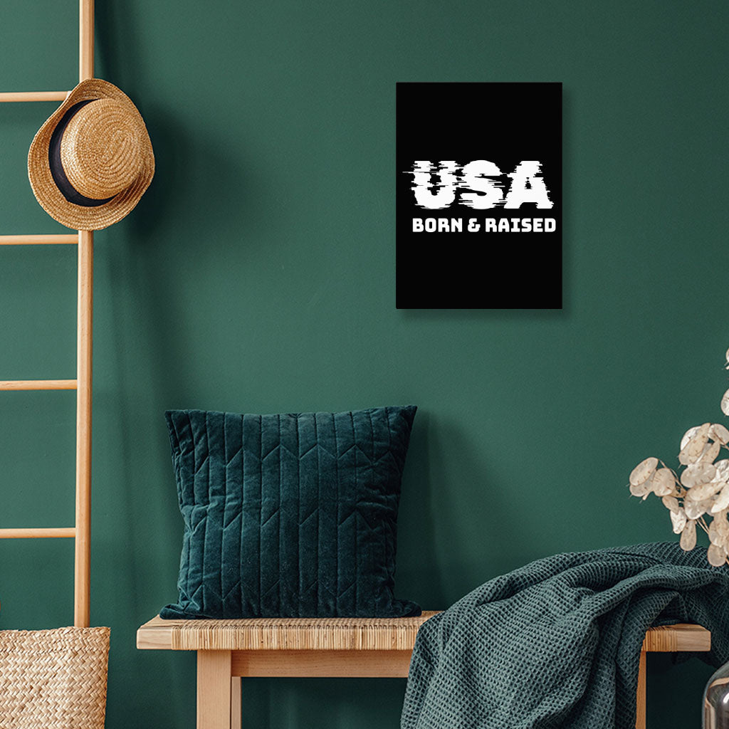 Born in the USA Wall Picture - Patriotic Design Stretched Canvas - Cool Design Wall Art