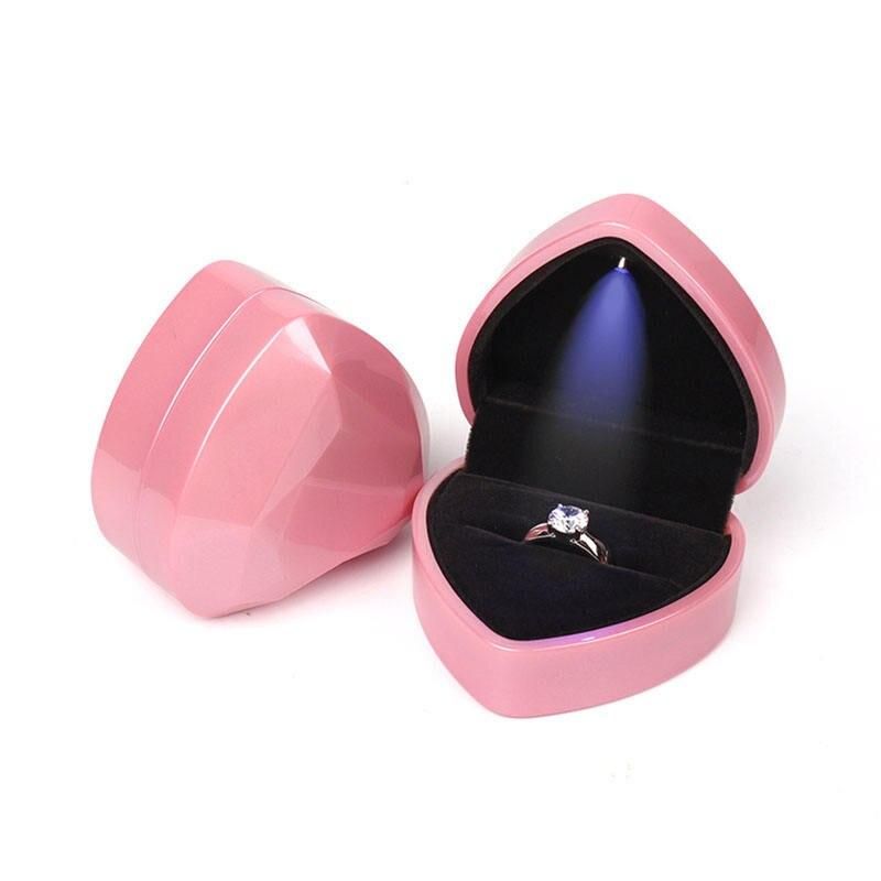 Enchanting LED Heart-Shaped Ring Box - Elegant Jewelry Presentation Case