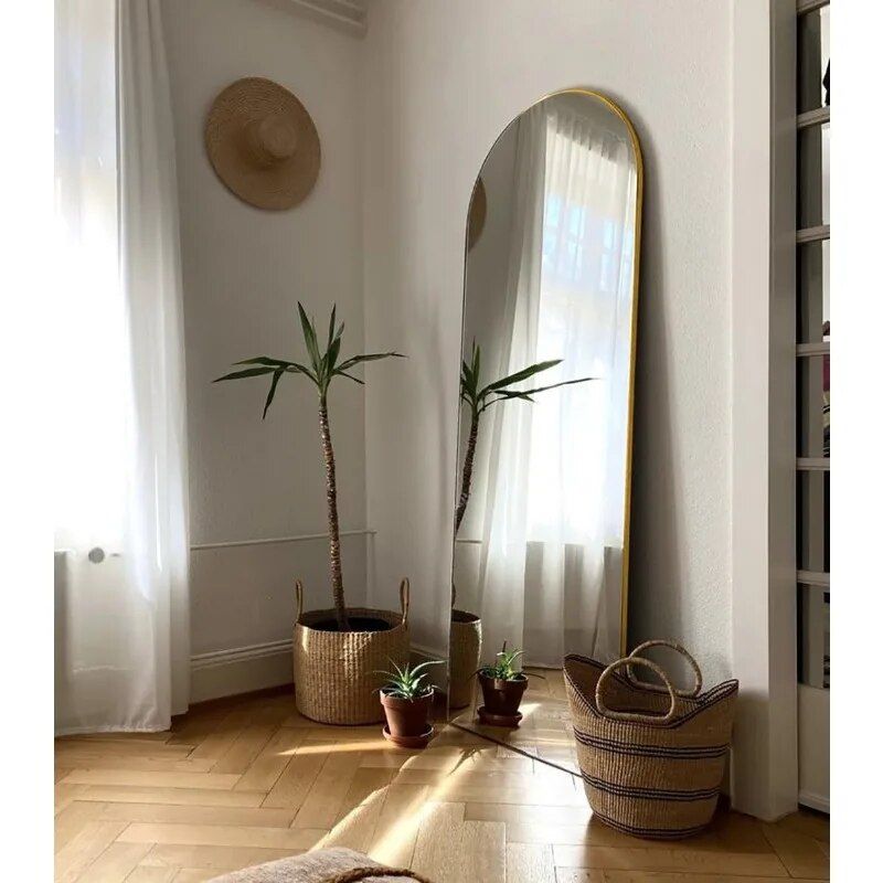 Gold Aluminum Frame Full-Length Arched Mirror