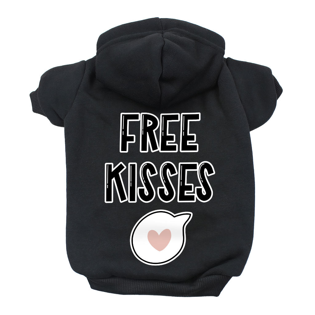 Free Kisses Dog Hoodie - Word Print Dog Coat - Minimalist Dog Clothing