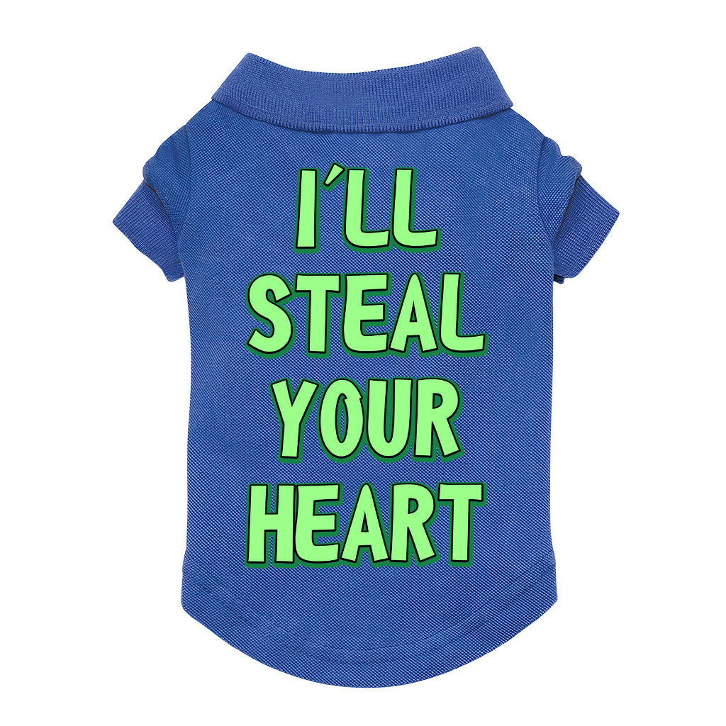 I'll Steal Your Heart Dog Polo Shirt - Art Print Dog T-Shirt - Word Design Dog Clothing