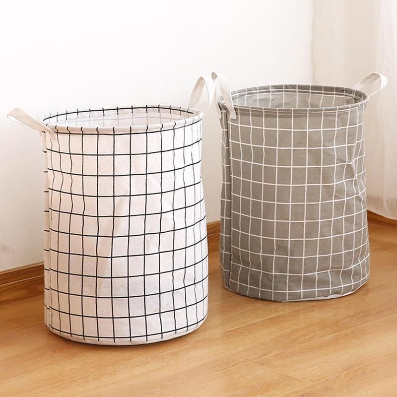 Stylish Checkered Cloth Laundry Basket