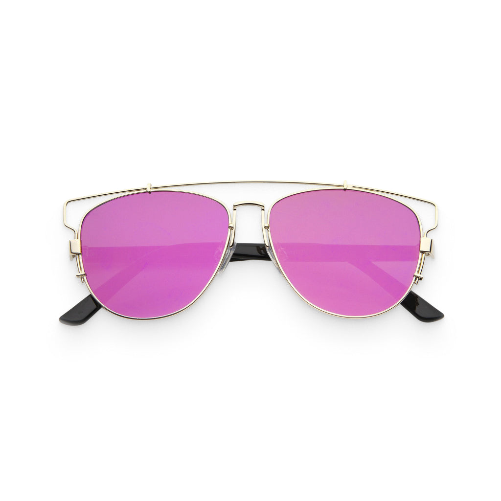 Gold & Purple Metal Flat-Front Sunglasses