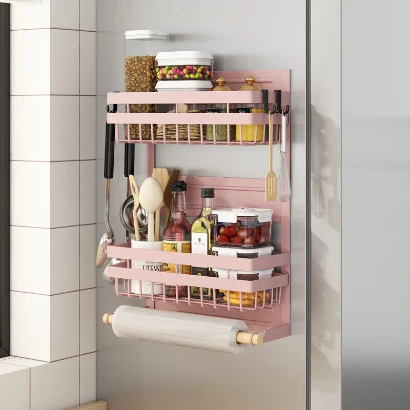 Multi-Tier Magnetic Kitchen Shelf: Space-Saving, Foldable, Versatile Organizer