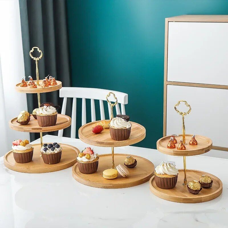 Elegant Wooden Tiered Cake Stand - Perfect for Weddings, Parties, and Home Use