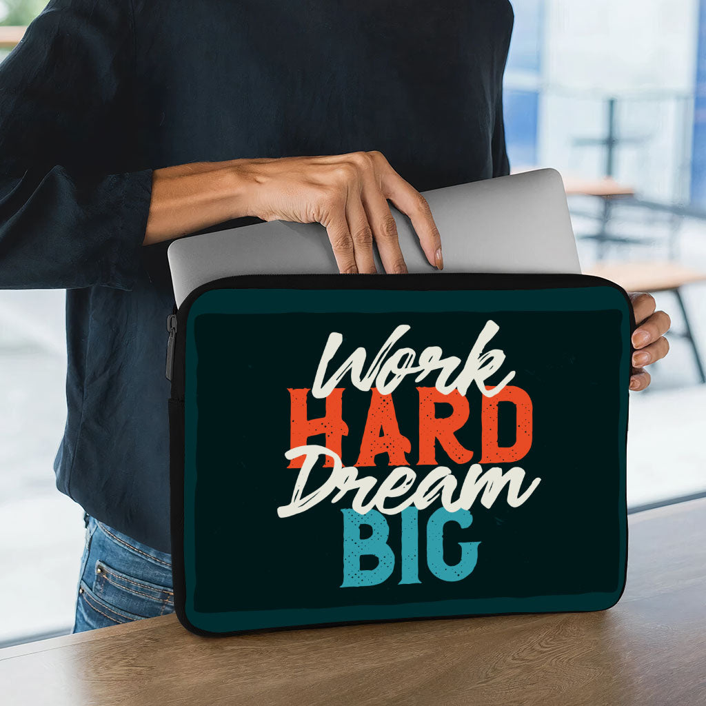 Work Hard Dream Big Dell 16" Two-Sided Sleeve - Motivational Laptop Sleeve - Cool Laptop Sleeve with Zipper