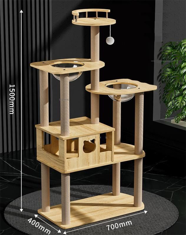 Luxury 5-Tier Wooden Cat Tower