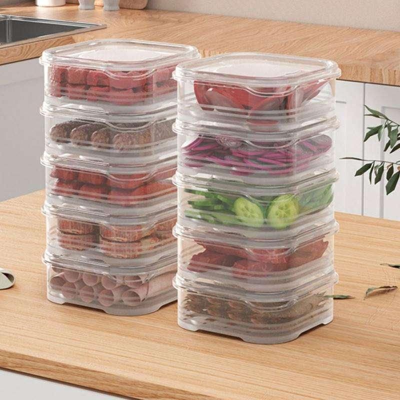 Crystal Clear Multi-Compartment Food Preservation Containers - Stackable, Leak-Proof, 350ml