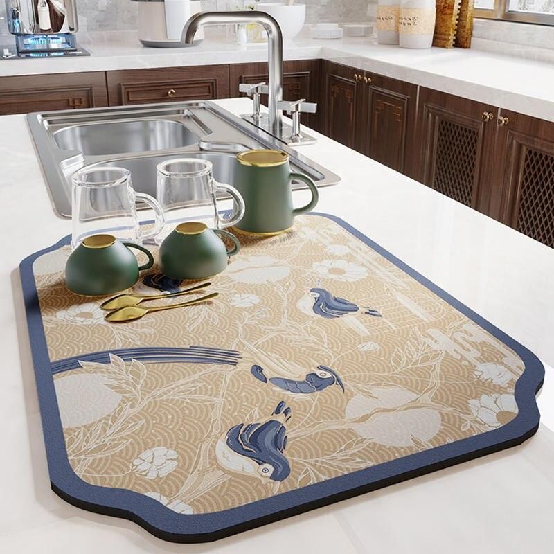 Modern Geometric Polyester Dish Drying Mat