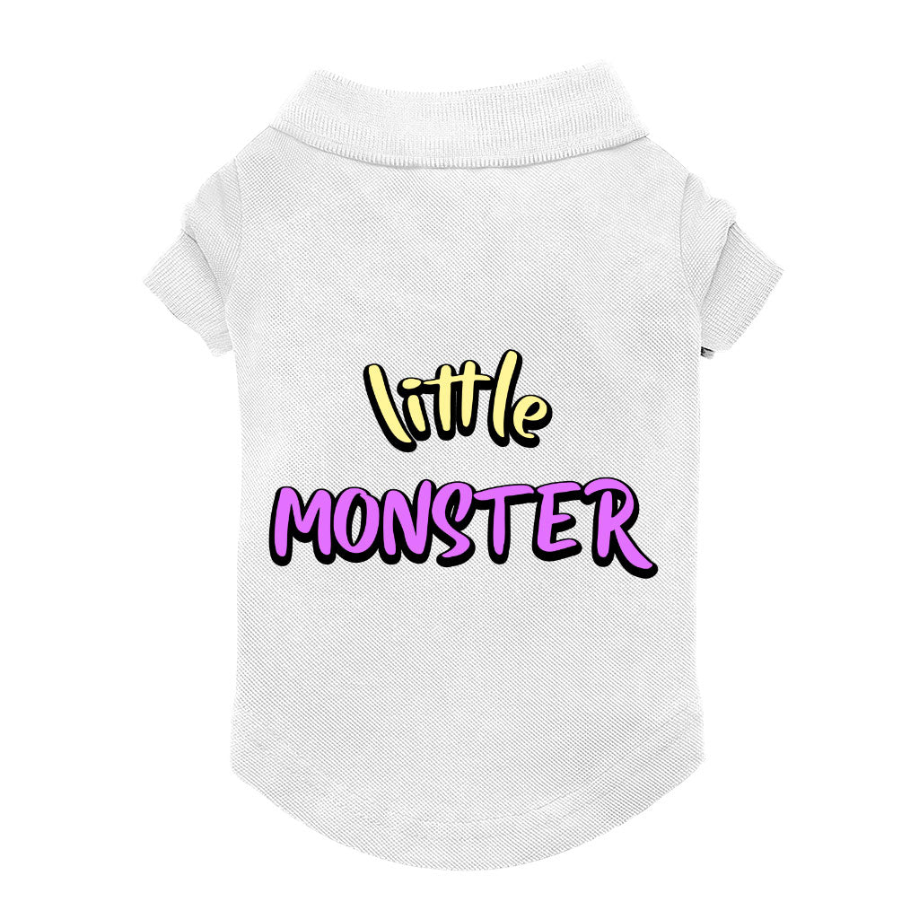 Little Monster Dog Polo Shirt - Unique Dog T-Shirt - Word Print Dog Clothing