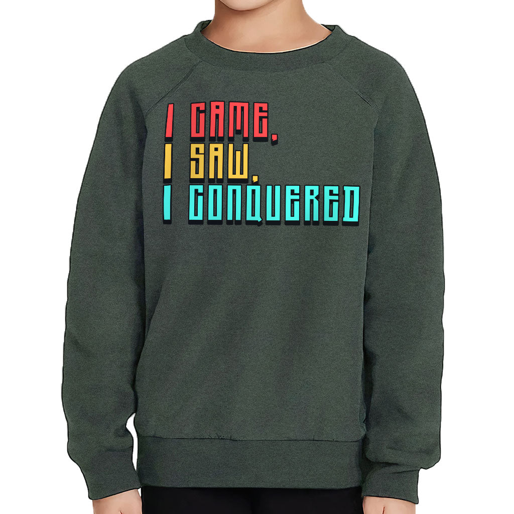 I Came I Saw I Conquered Toddler Raglan Sweatshirt - Cool Sponge Fleece Sweatshirt - Best Selling Kids' Sweatshirt