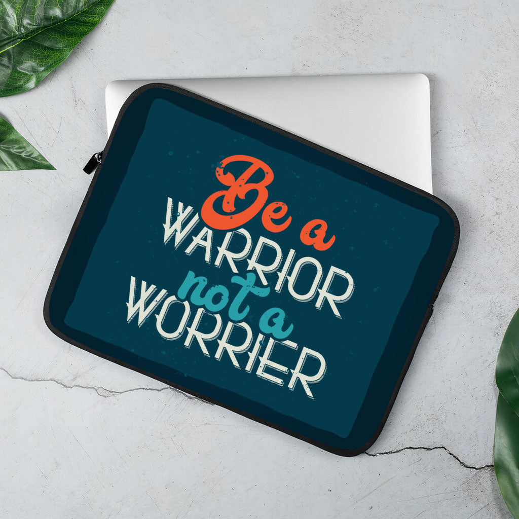 Be a Warrior Not a Worrier MacBook Pro 14" Two-Sided Sleeve - Funny Laptop Sleeve - Printed MacBook Sleeve