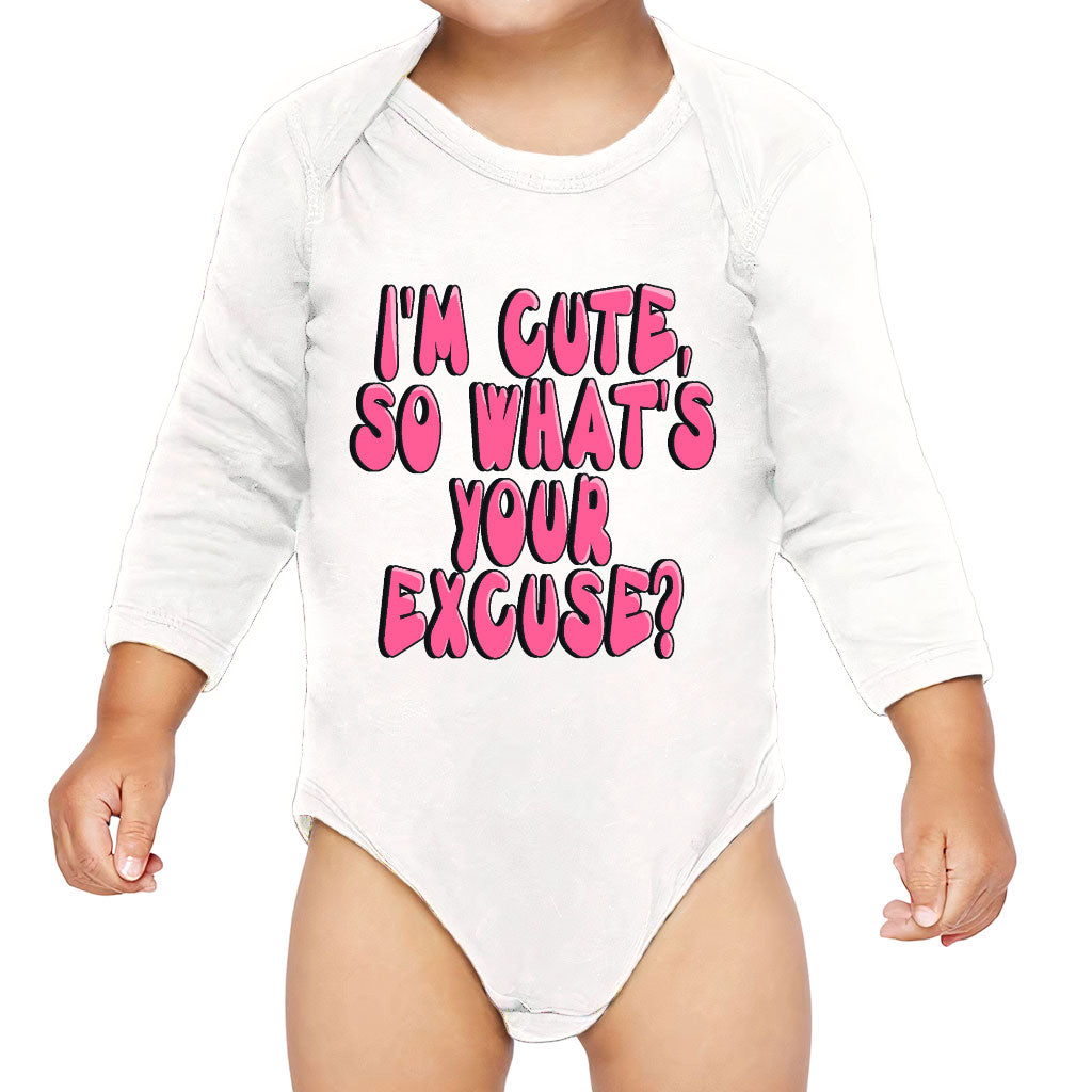 I'm Cute Baby Long Sleeve Onesie - Funny Baby Long Sleeve Bodysuit - Trendy Baby One-Piece