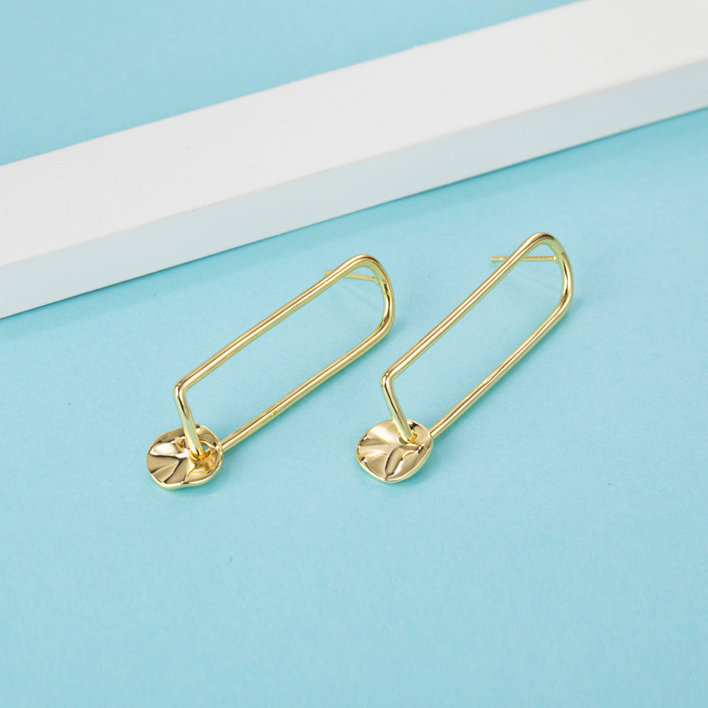 Oblong Gold Earrings