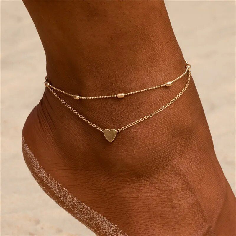 Chic Geometric Heart Anklet